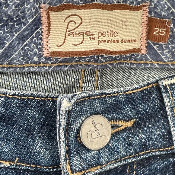 Paige Petite Premium Denim Lauren Canyon Blue Flared Lo Rise Distressed Jeans 25 - Picture 7 of 13